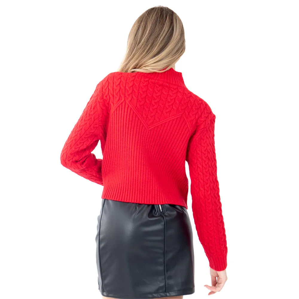 SWEATER PARA MUJER FASHION KNIT CROP WHIT BRAIDED FOREVER 21