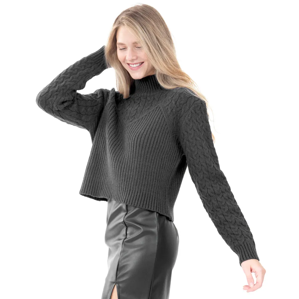 SWEATER PARA MUJER FASHION KNIT CROP WHIT BRAIDED FOREVER 21