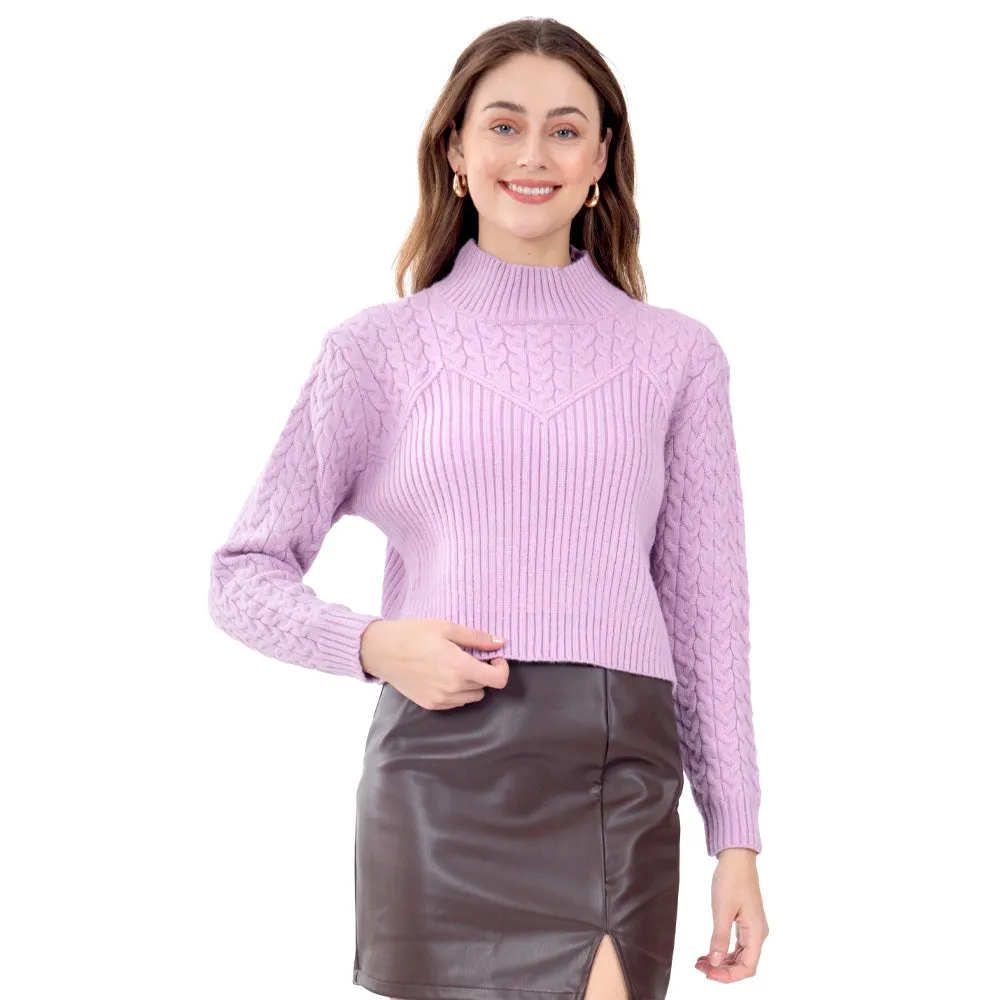 SWEATER PARA MUJER FASHION KNIT CROP WHIT BRAIDED FOREVER 21