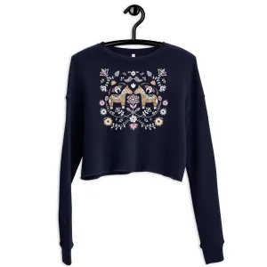 Swedish Dala Horse Cropped Sweatshirt - Dark