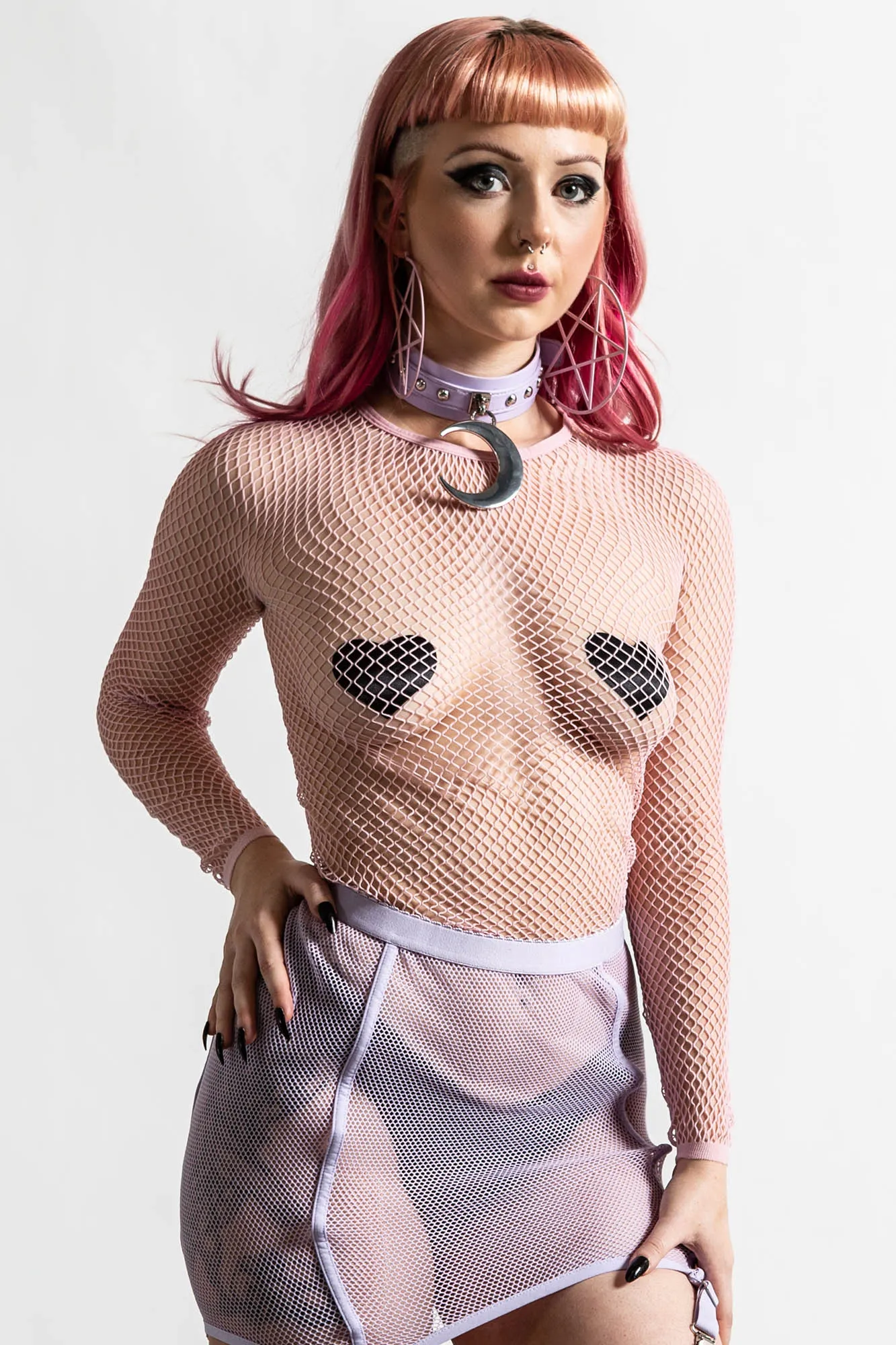 Sweetheart Fishnet Top [PASTEL PINK]