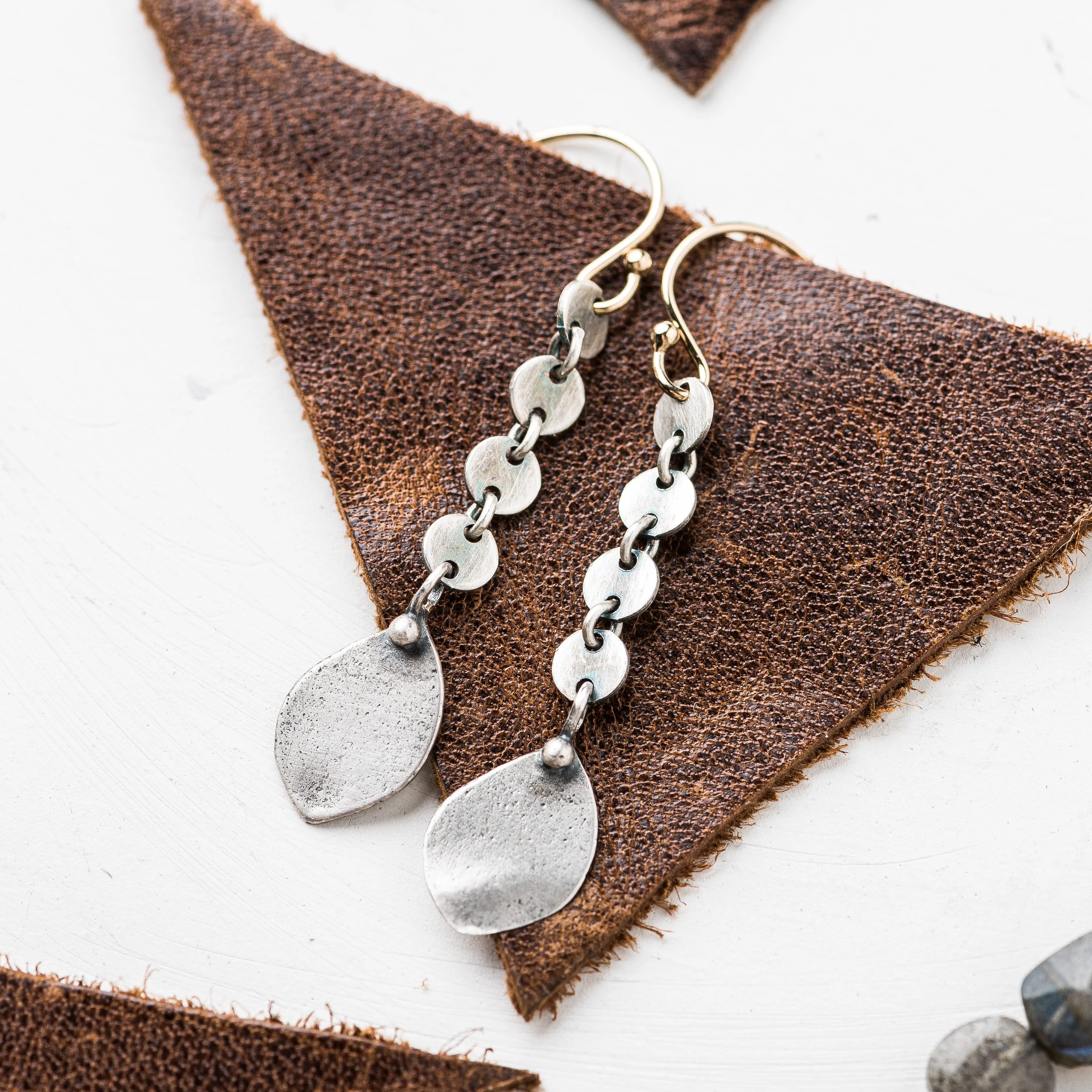 Swinging Silver Leaf Earrings
