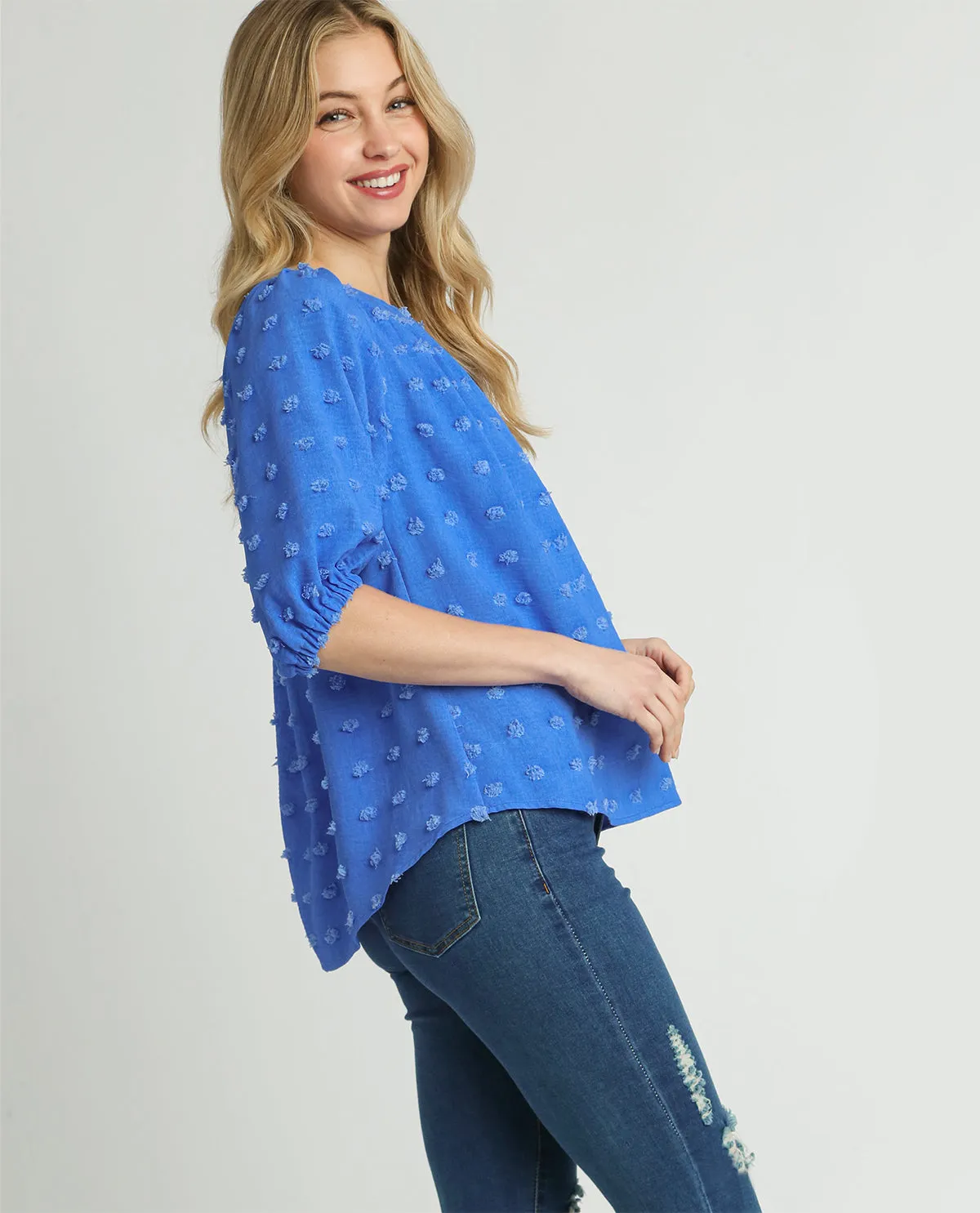 Swiss Dot Jacquard Boxy Cut Top