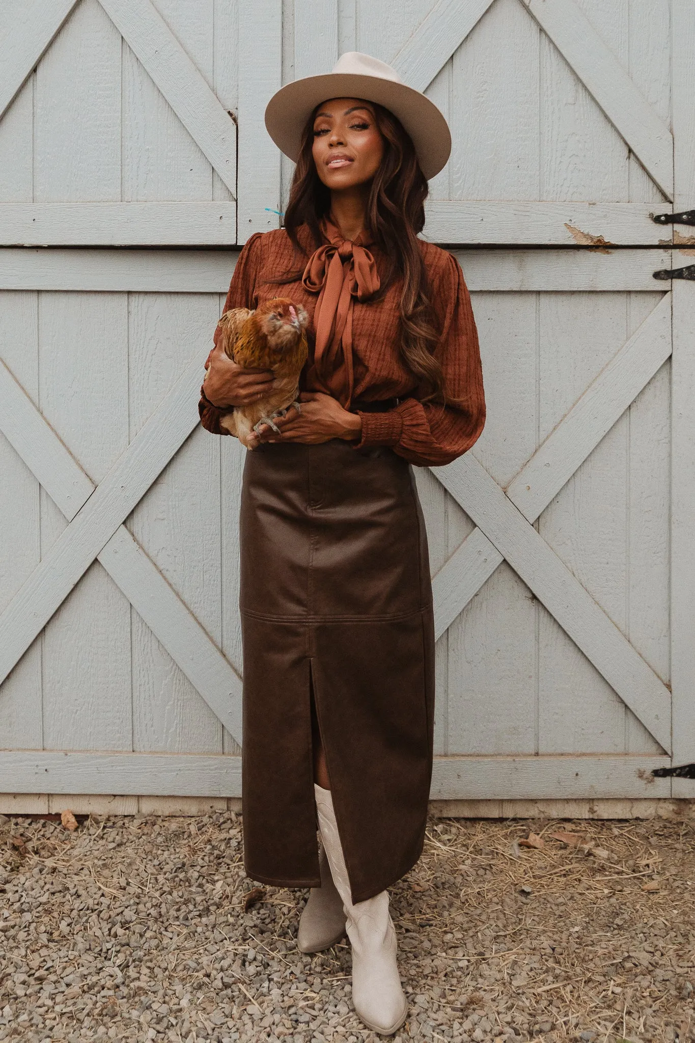Sybil Blouse in Brown - FINAL SALE