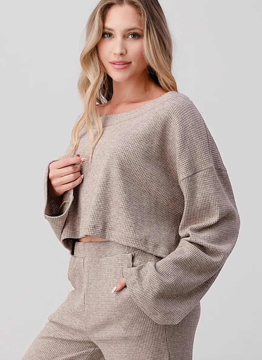 Tan Crop Loungewear Top