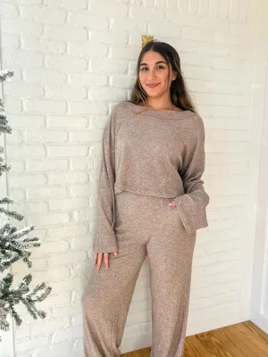 Tan Crop Loungewear Top