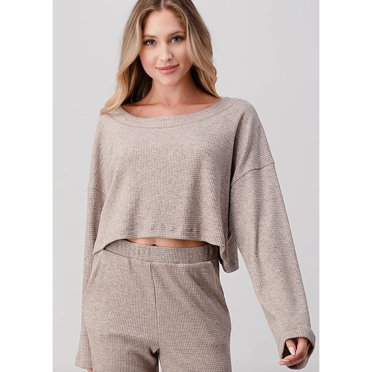 Tan Crop Loungewear Top