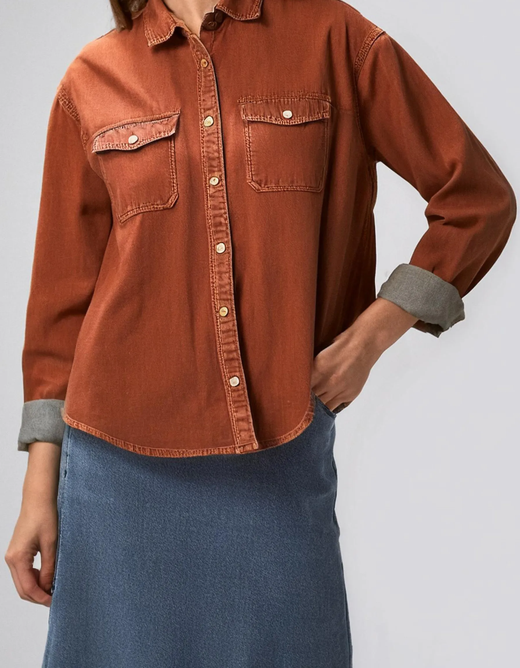 Terracotta Colored Denim Shirt