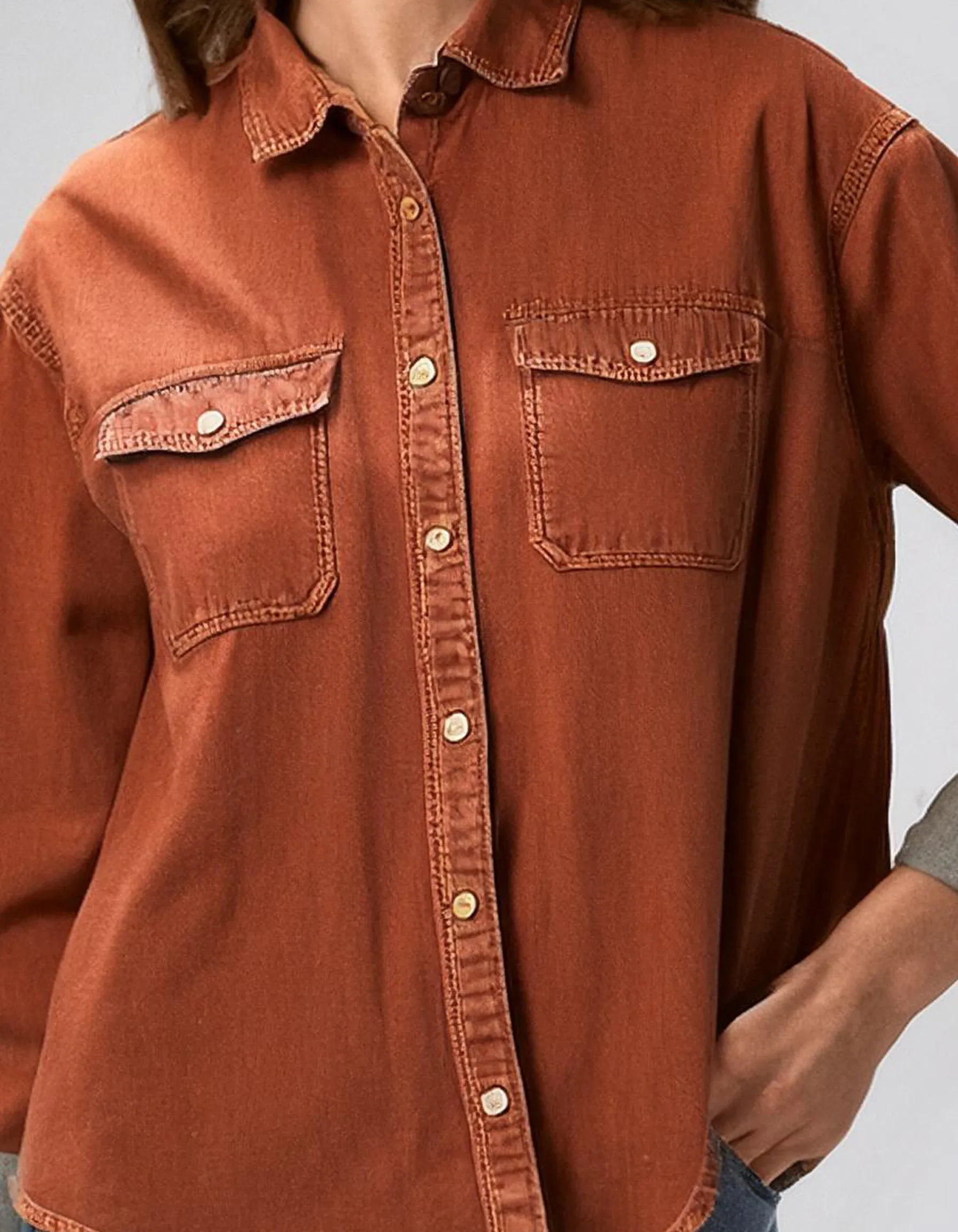 Terracotta Colored Denim Shirt