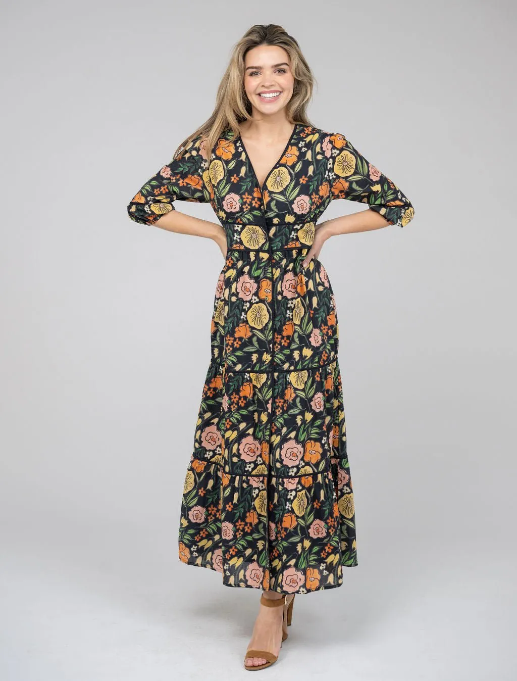 The Anna Dress | Black Fall Garden