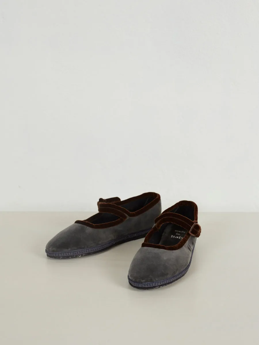The Bébé Shoe - Velutto Antricite with Cioccolato Trim