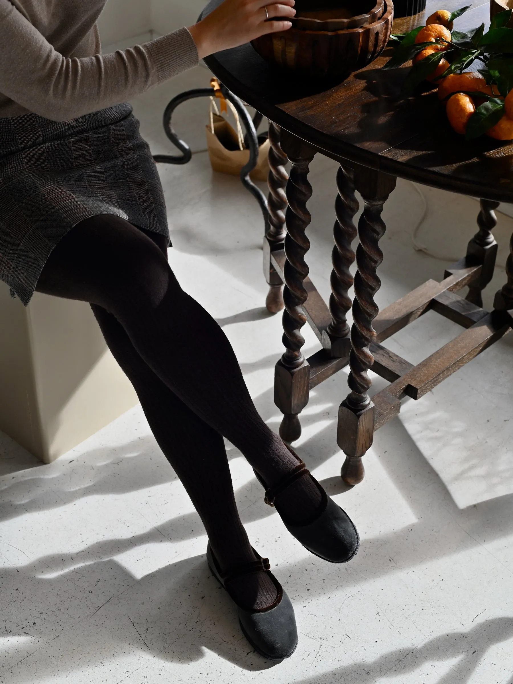 The Bébé Shoe - Velutto Antricite with Cioccolato Trim