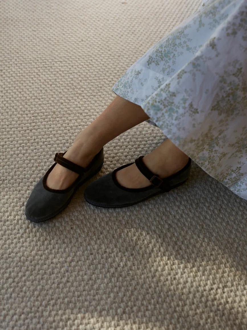 The Bébé Shoe - Velutto Antricite with Cioccolato Trim