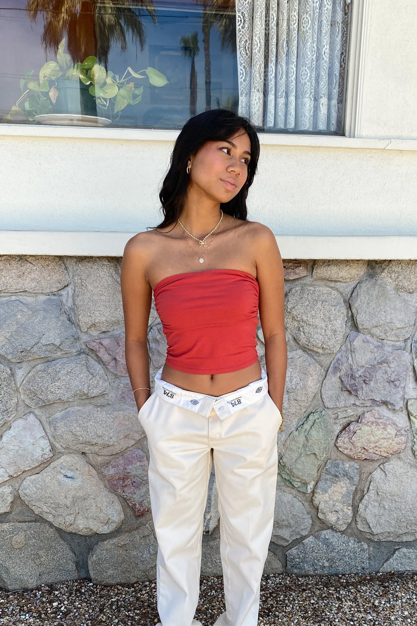 The Fave Ruched Red Tube Top