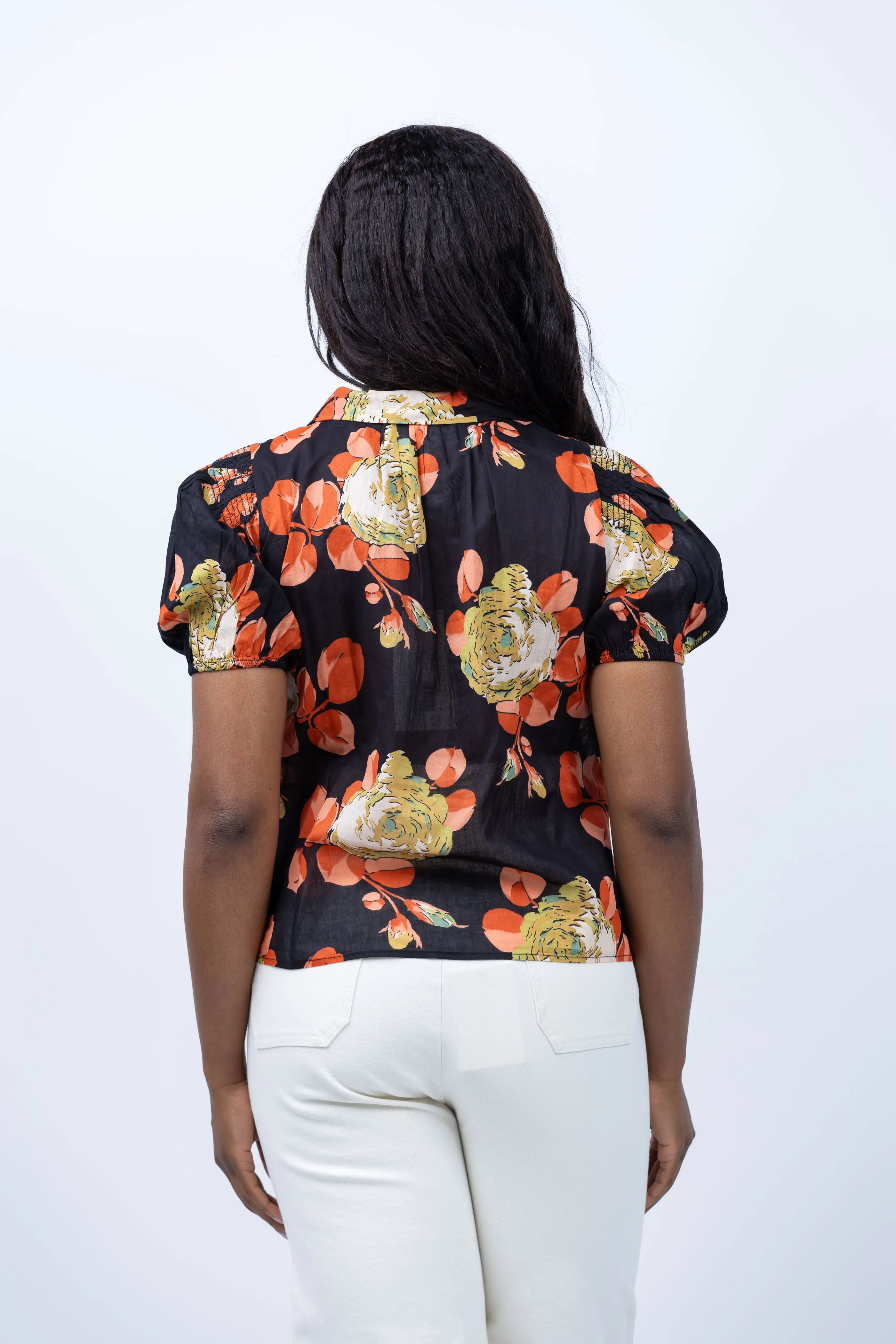 The Great. The Fairway Top in Cabbage Rose Print
