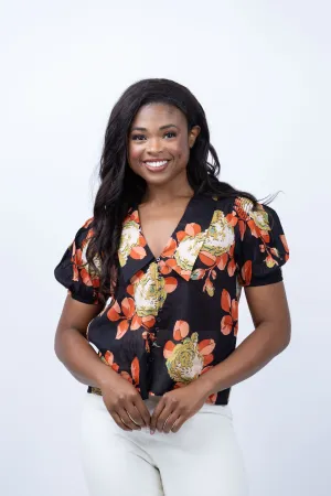The Great. The Fairway Top in Cabbage Rose Print