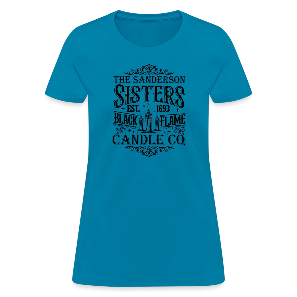 The Sanderson Sisters Black Flame Candle Co. Women's Contoured T-Shirt (Halloween)