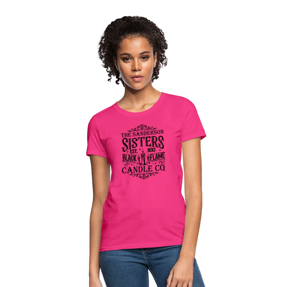 The Sanderson Sisters Black Flame Candle Co. Women's Contoured T-Shirt (Halloween)