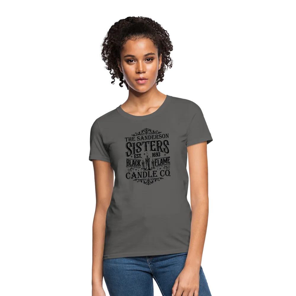 The Sanderson Sisters Black Flame Candle Co. Women's Contoured T-Shirt (Halloween)