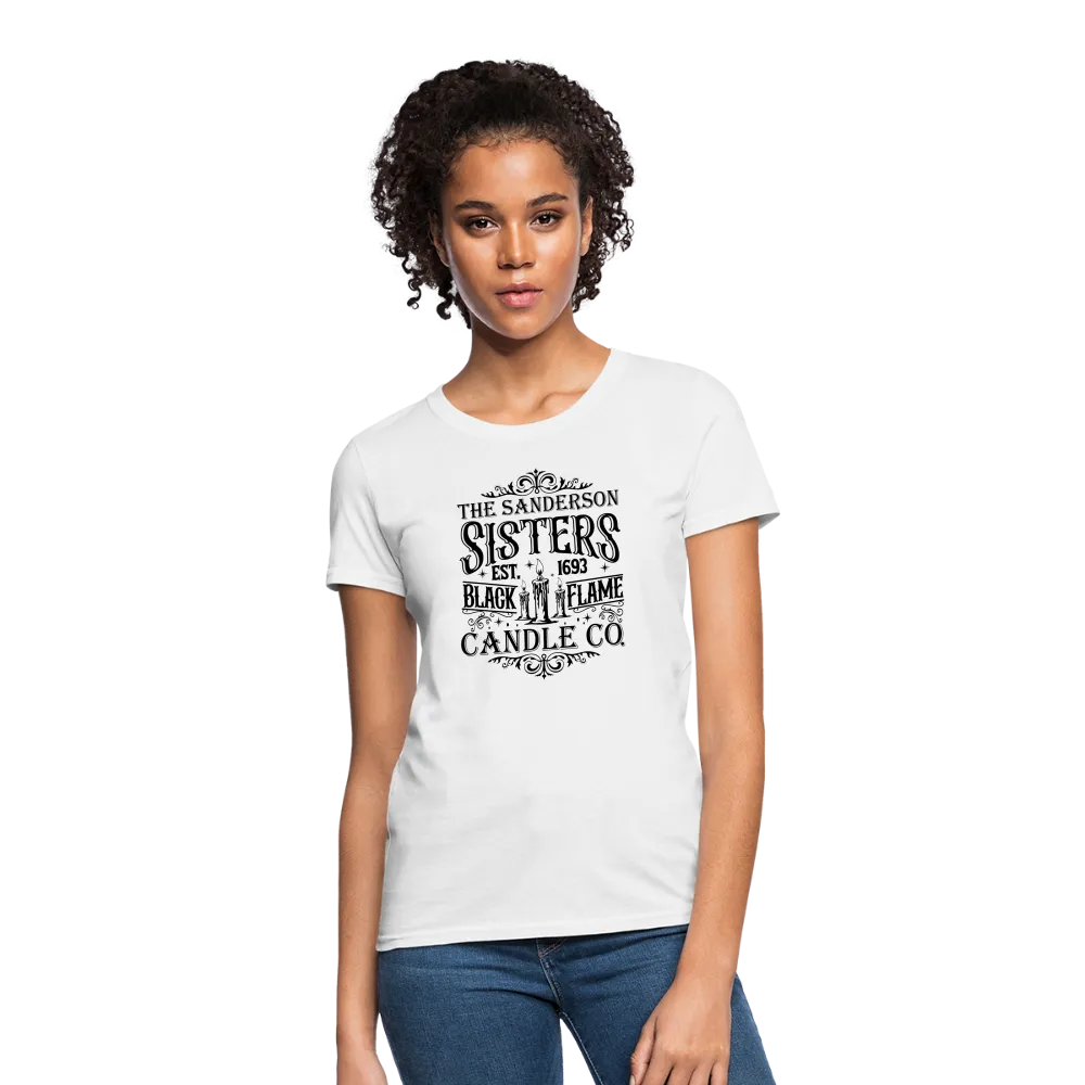 The Sanderson Sisters Black Flame Candle Co. Women's Contoured T-Shirt (Halloween)