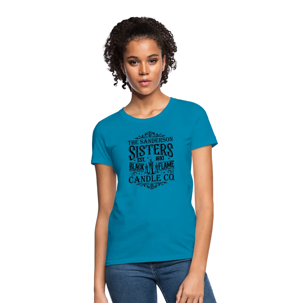 The Sanderson Sisters Black Flame Candle Co. Women's Contoured T-Shirt (Halloween)