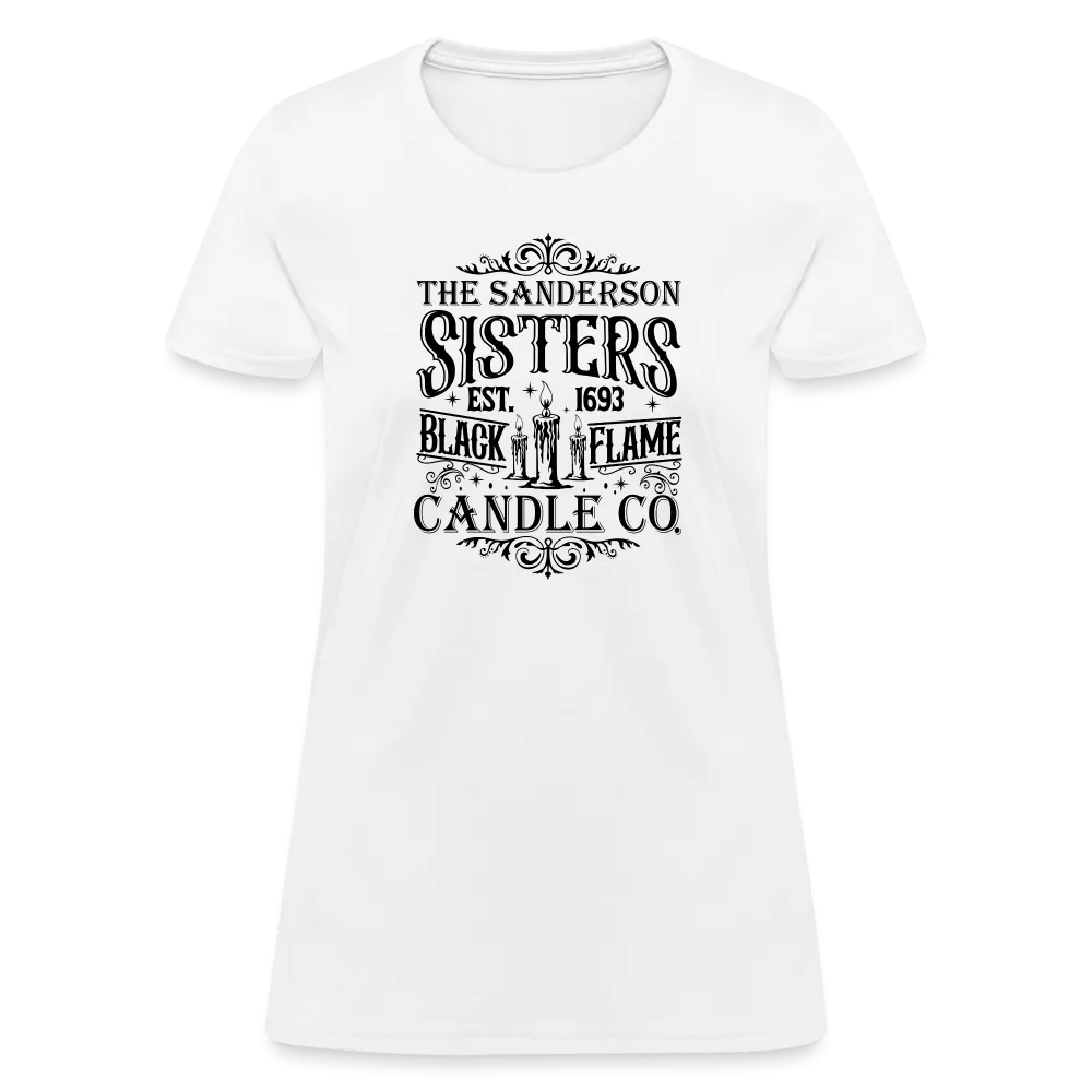 The Sanderson Sisters Black Flame Candle Co. Women's Contoured T-Shirt (Halloween)