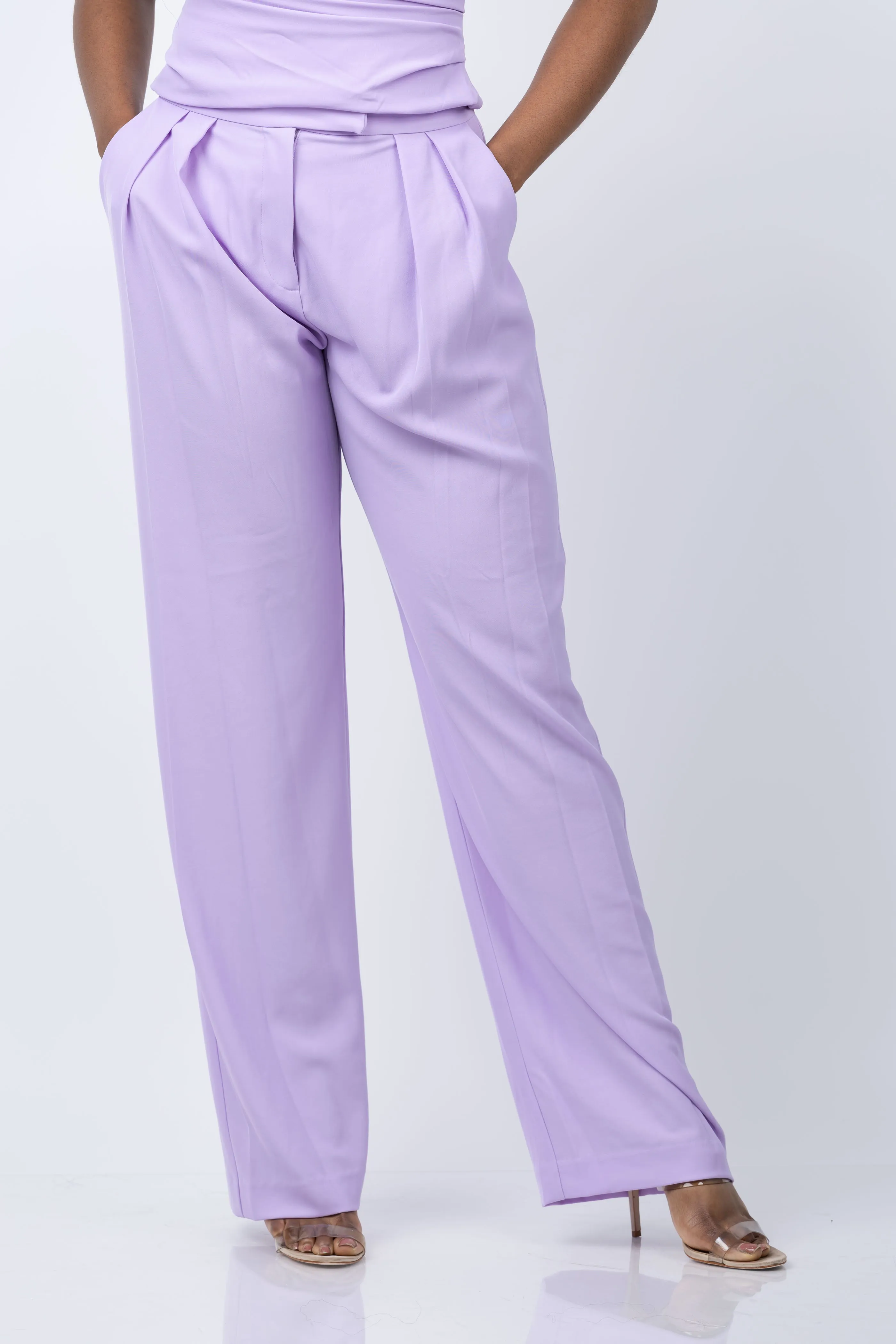 The Sei Double Pleated Trouser in Icy Lilac