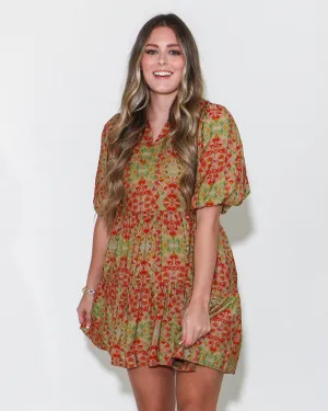 THML | Puff Sleeve Print Dress