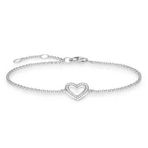 Thomas Sabo Sterling Silver Cut Out Heart CZ 16.5-19.5cm Bracelet