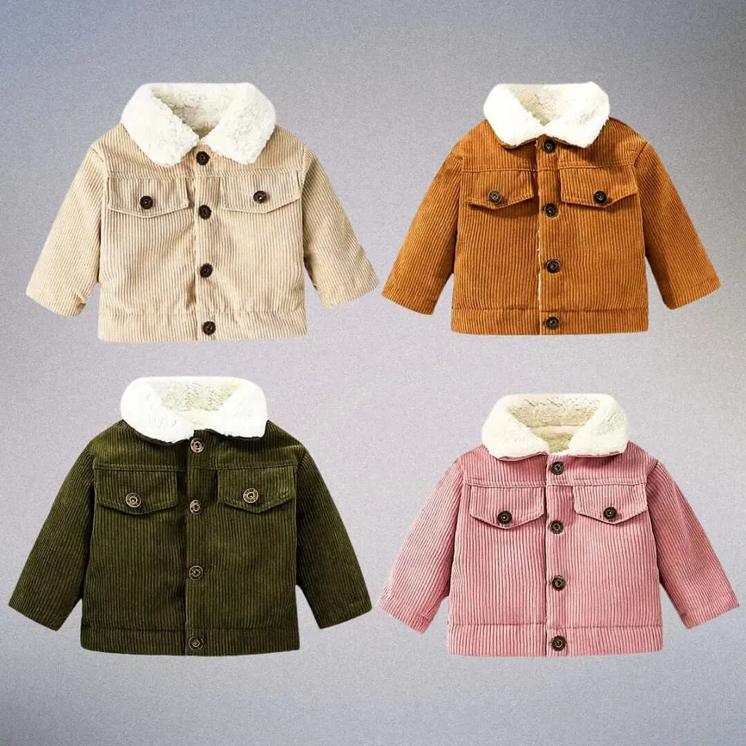 Tiny Trailblazer Plush-Collar Corduroy Jacket (3M-3T) AH