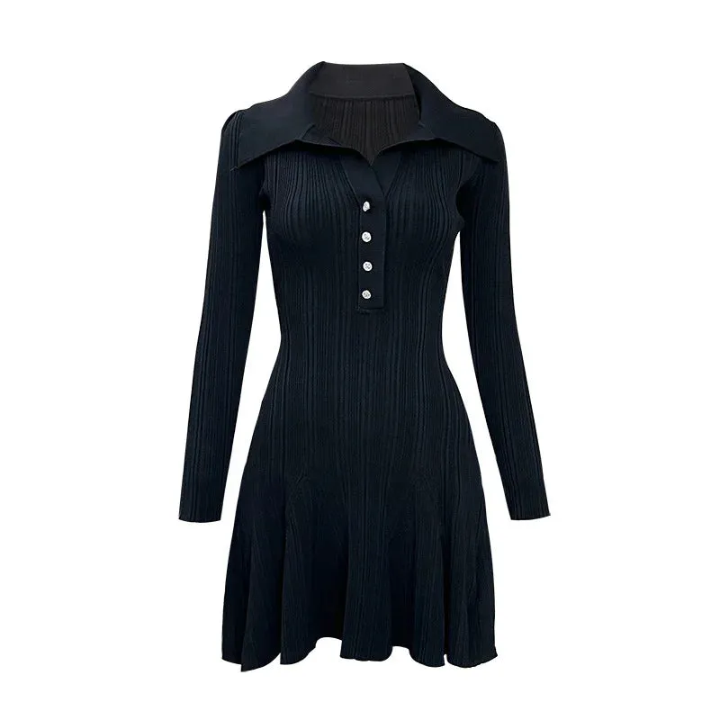 Trend4us Women's Retro Ribbed Knit Flare Dress