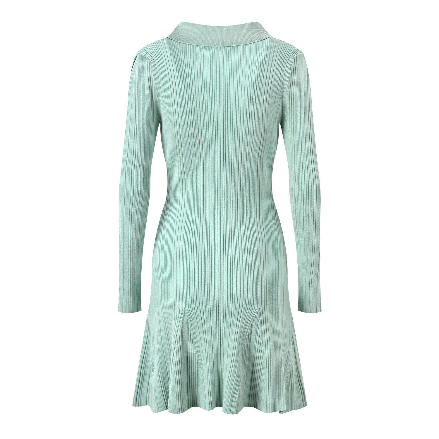 Trend4us Women's Retro Ribbed Knit Flare Dress