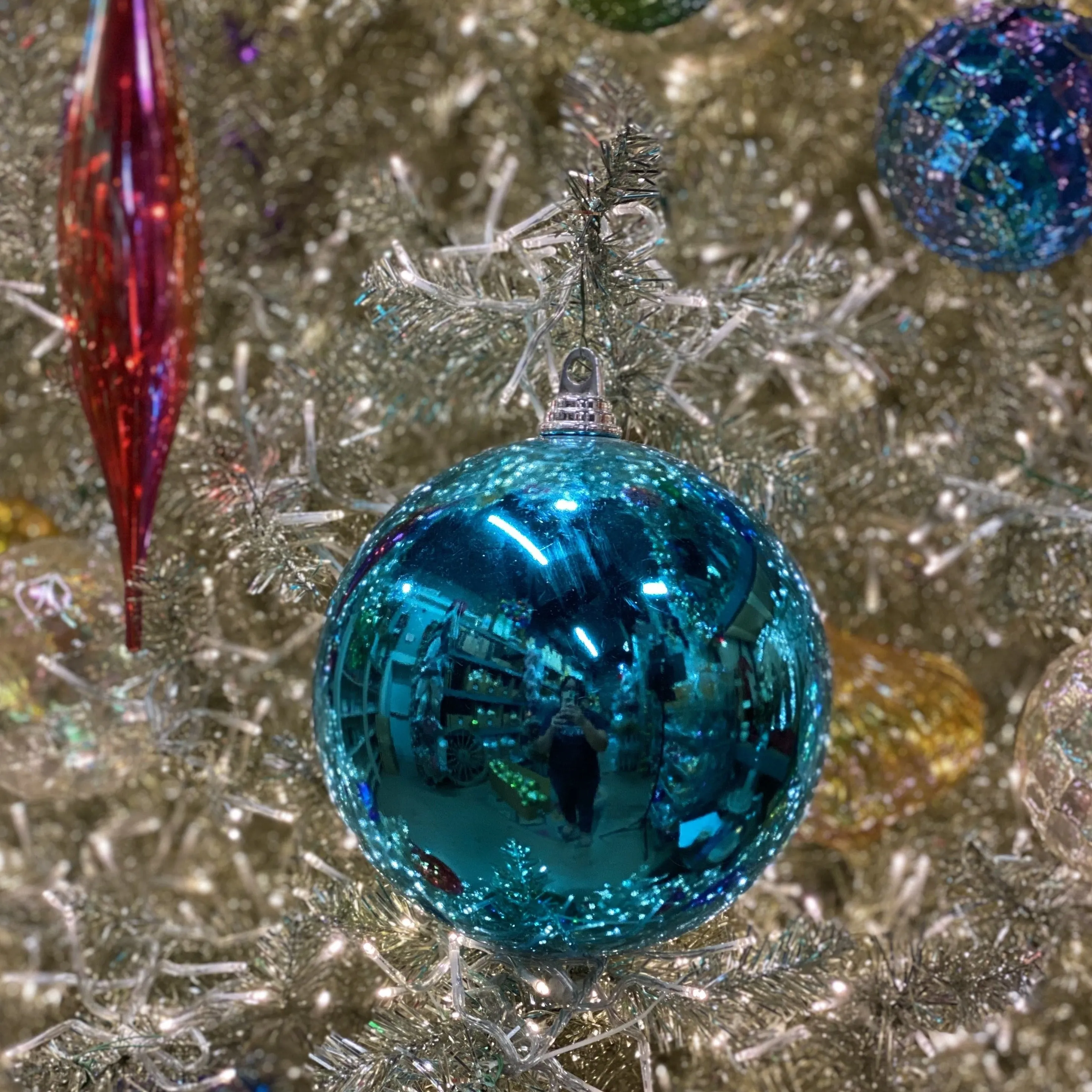 Turquoise Shiny Ball Ornament, 8"