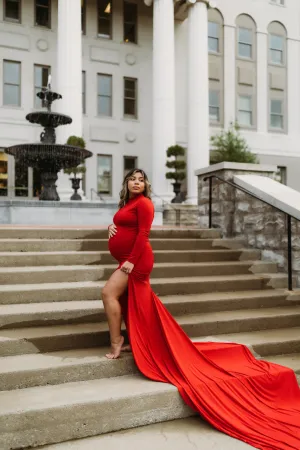 Turtleneck  Maternity Dress with slit