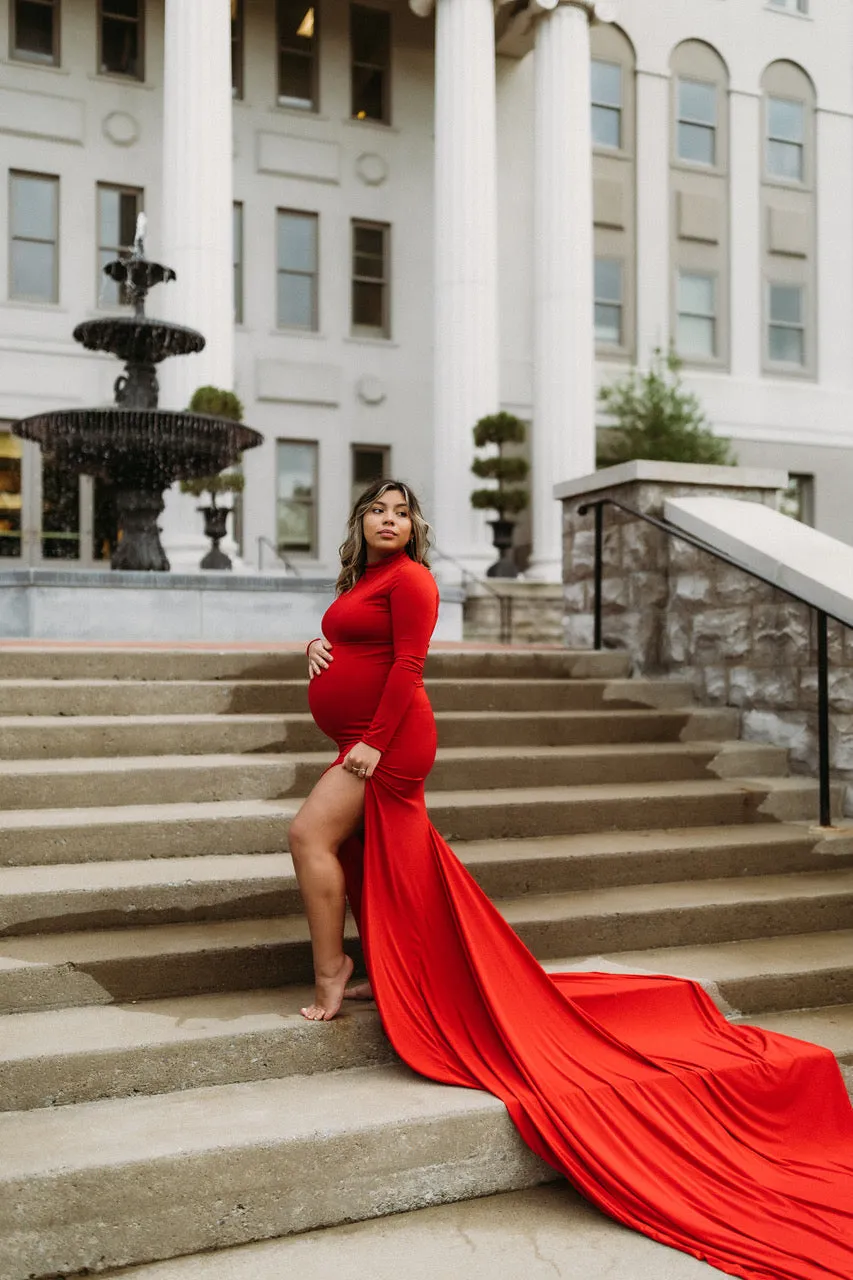 Turtleneck  Maternity Dress with slit