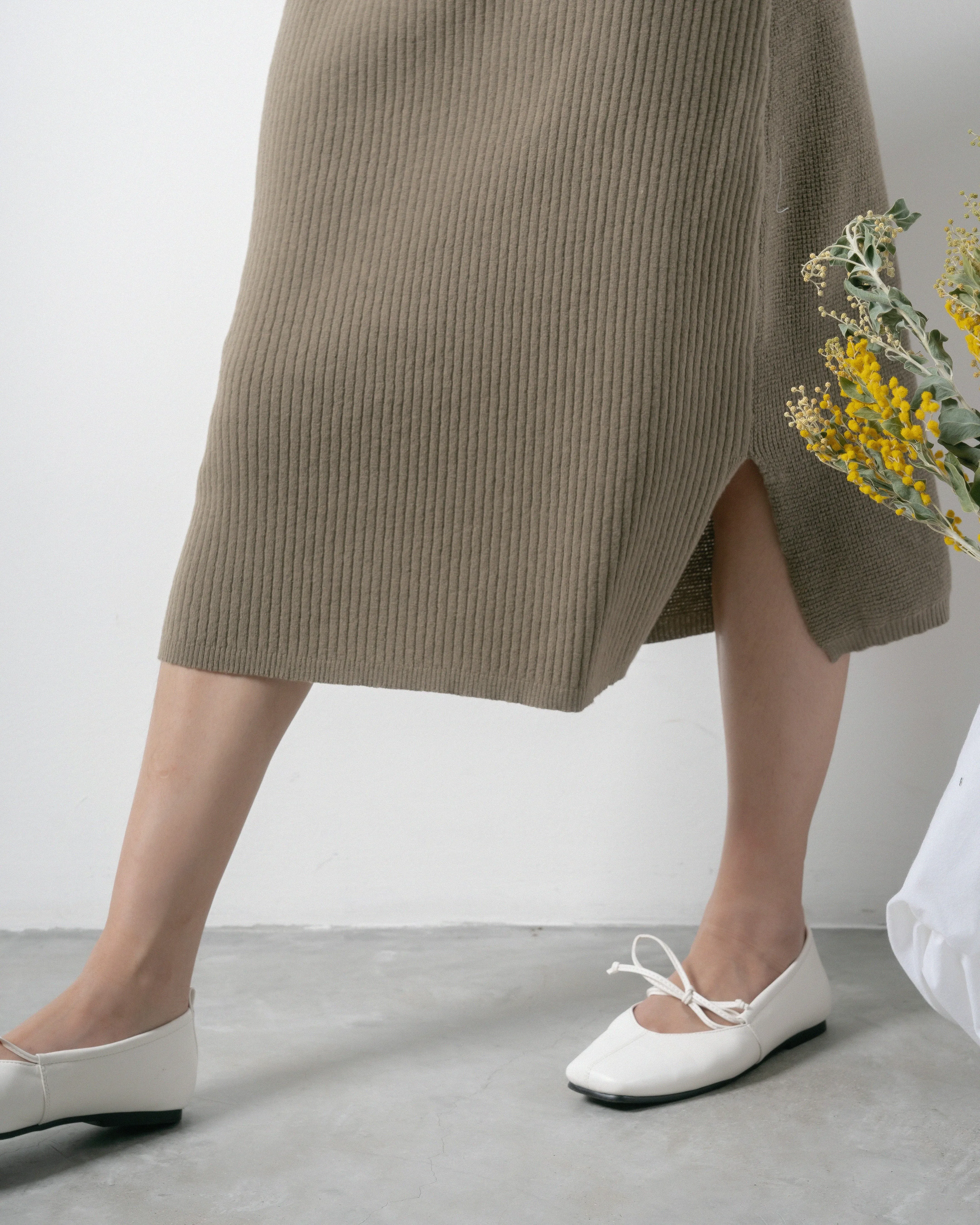 Two-Way Eco Knitted Dress (Khaki Grey)