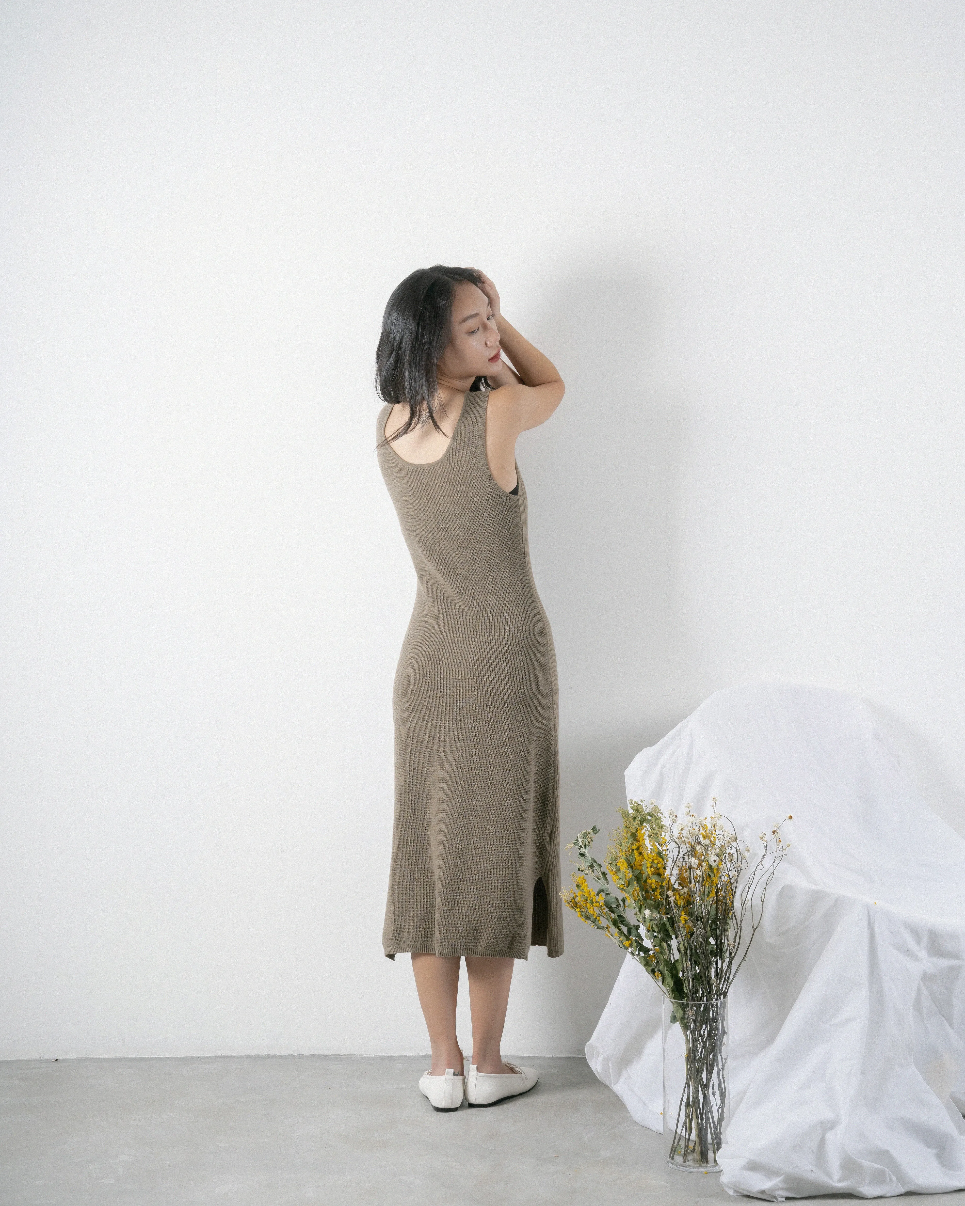 Two-Way Eco Knitted Dress (Khaki Grey)