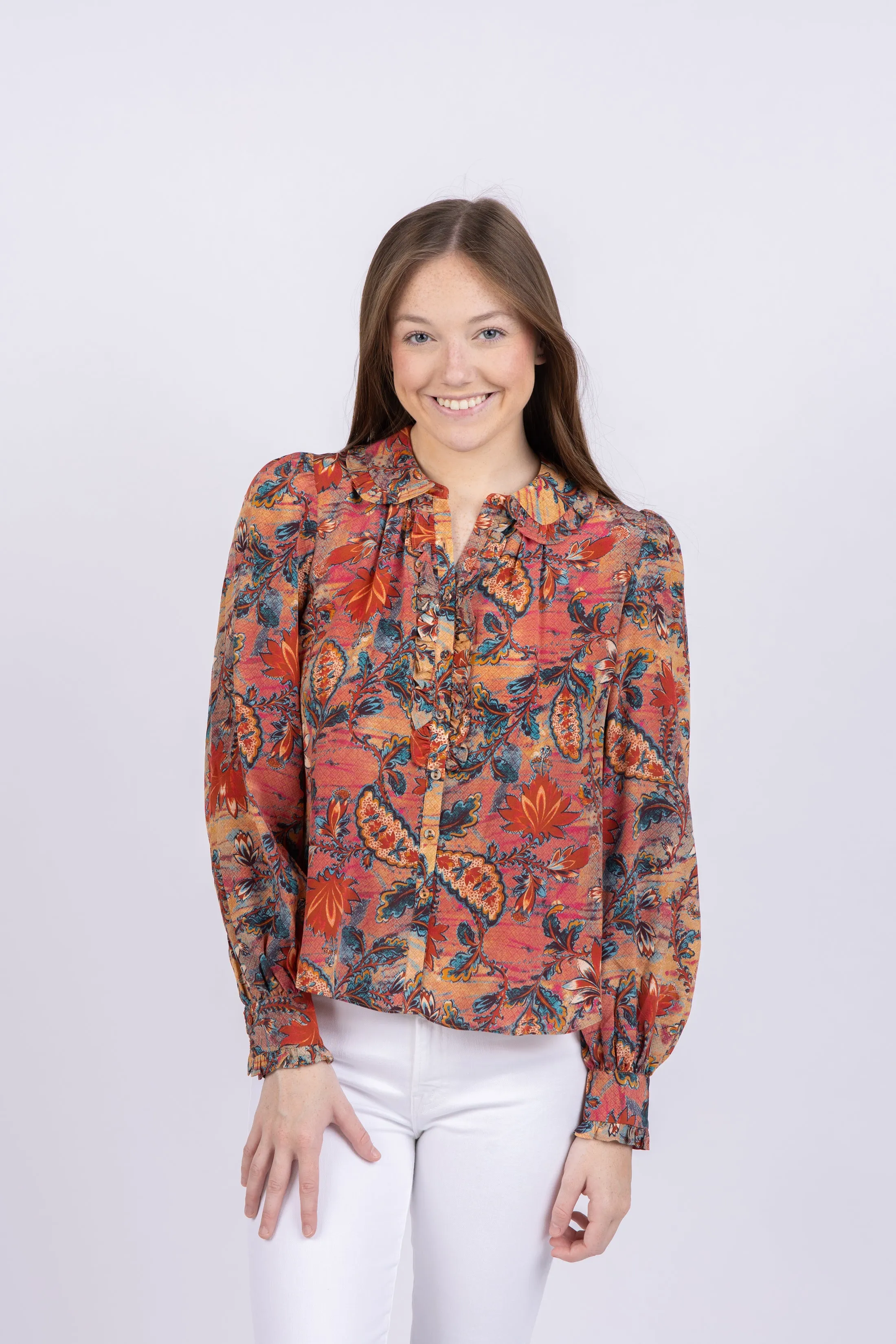 Ulla Johnson Philipa Blouse in Coral Bloom