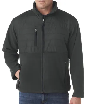 ultraclub adult fleece jacket with quilted yoke overlay - charcoal (4xl)