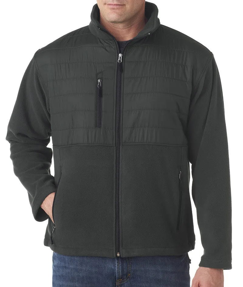 ultraclub adult fleece jacket with quilted yoke overlay - charcoal (4xl)