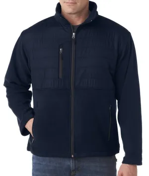 ultraclub adult fleece jacket with quilted yoke overlay - navy (2xl)