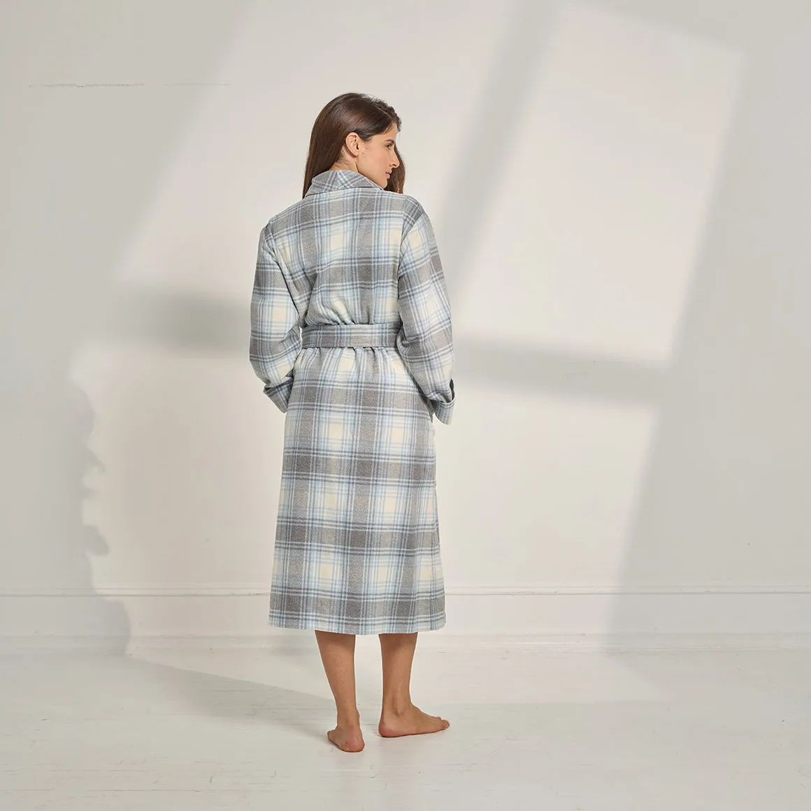 Unisex Brushed Cotton Plaid Robe