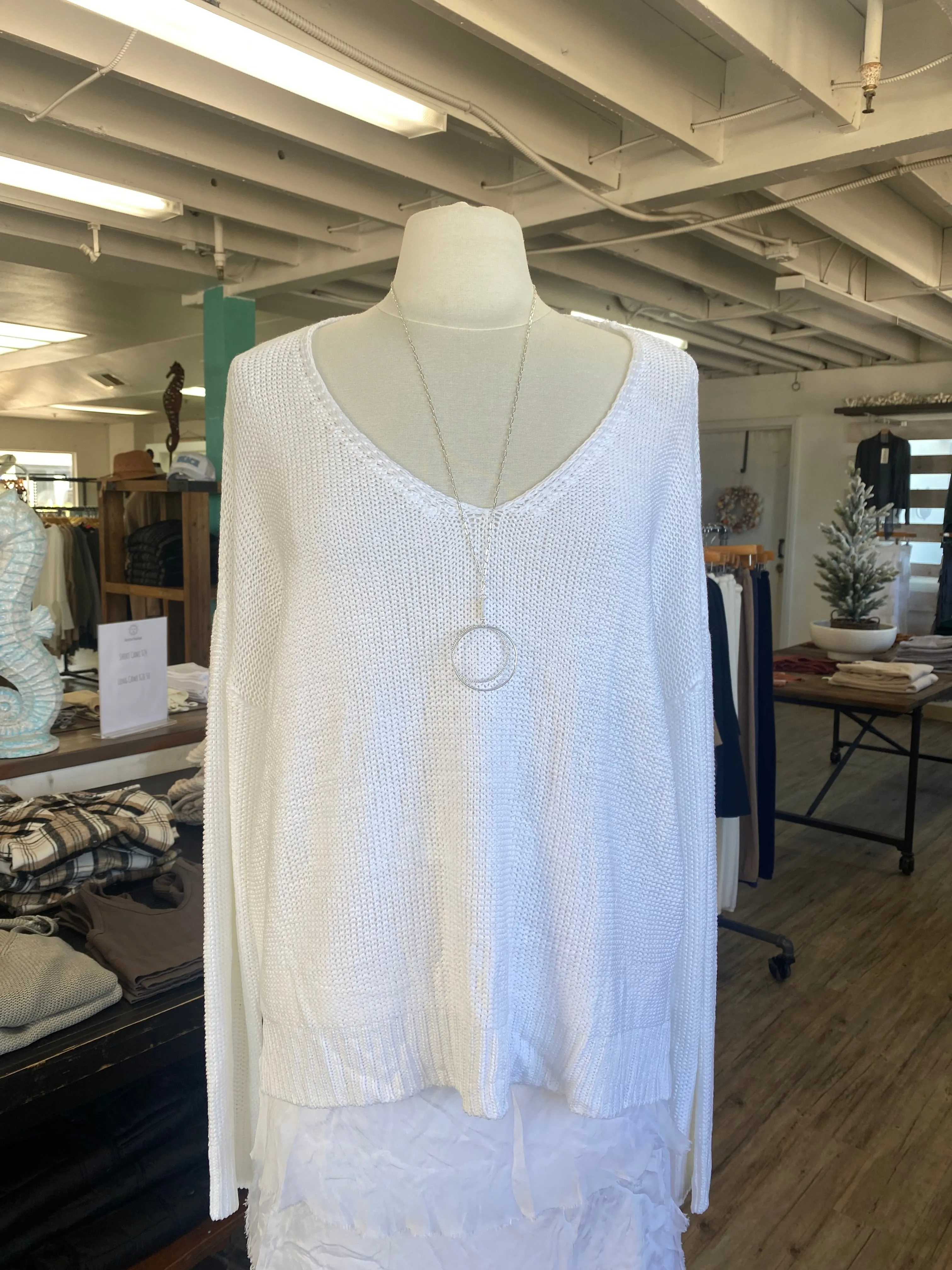 V-Neck Cable Knit Sweater