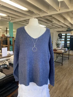 V-Neck Cable Knit Sweater