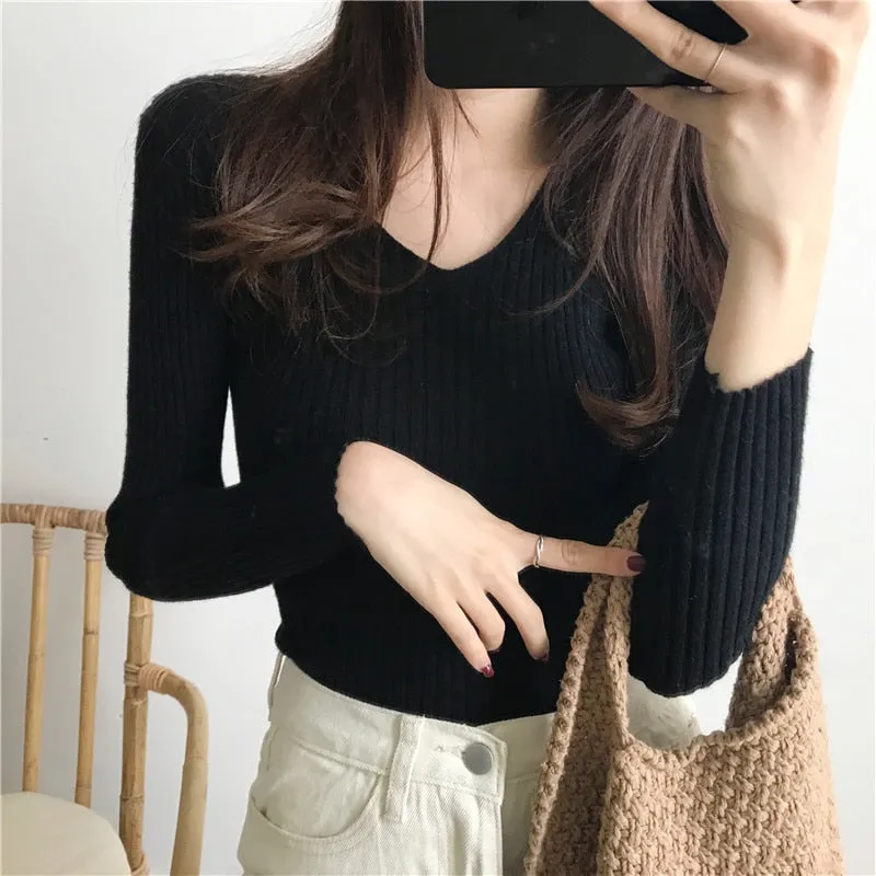 V-neck Knitted Top