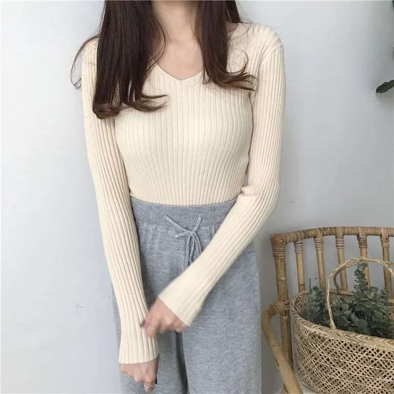 V-neck Knitted Top