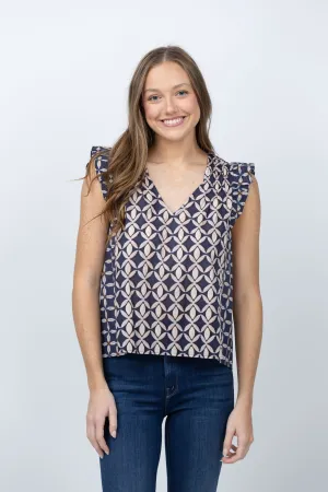Velvet Kandra Top in Navy