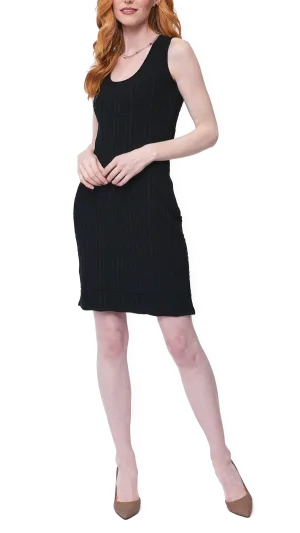 Vera Square-Detail Knit Sheath Dress; Black