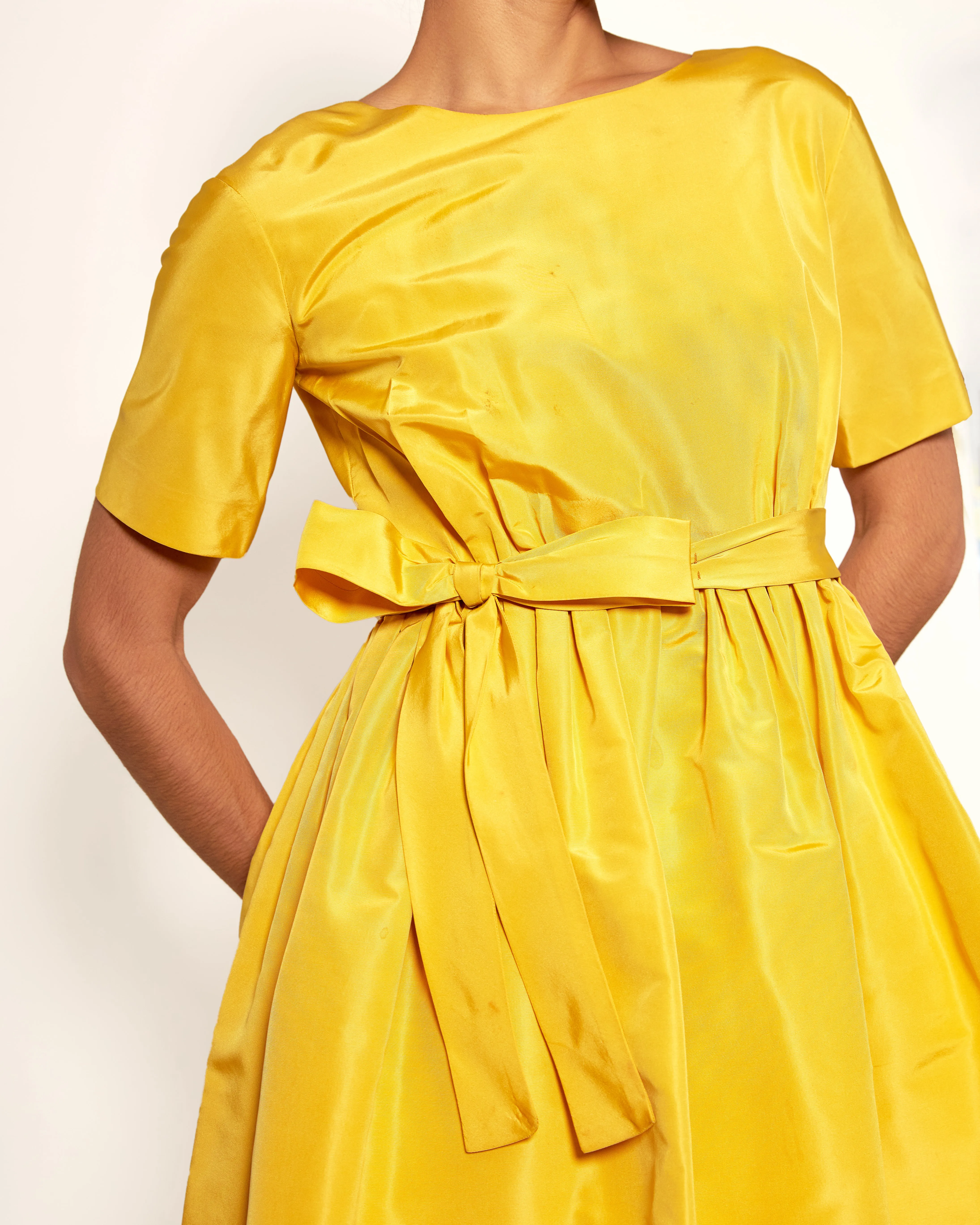 Vintage Henri Bendel Yellow 1950's Silk Cocktail Dress