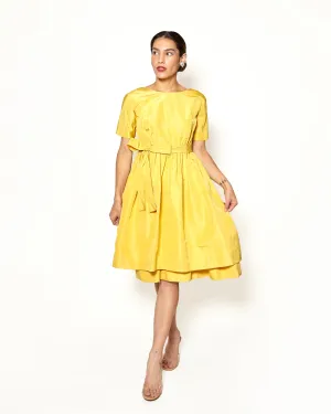 Vintage Henri Bendel Yellow 1950's Silk Cocktail Dress